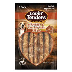 Lovin' Tenders Chicken and Rawhide Rolls Dog Treats  Specialty Products